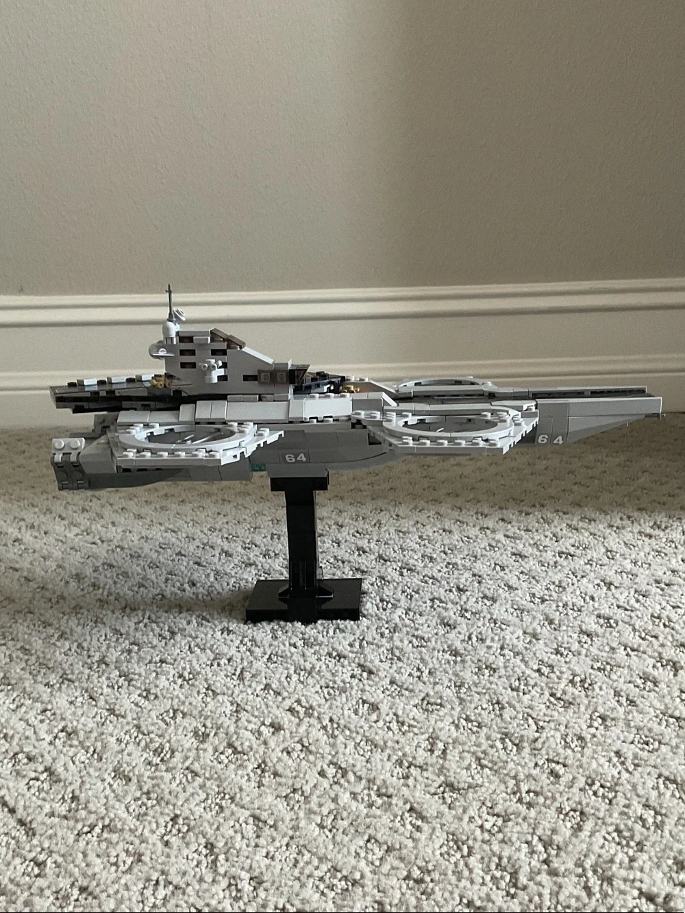 Lego S.H.I.E.L.D. Helicarrier Model in Gray and Black with Orange Accents